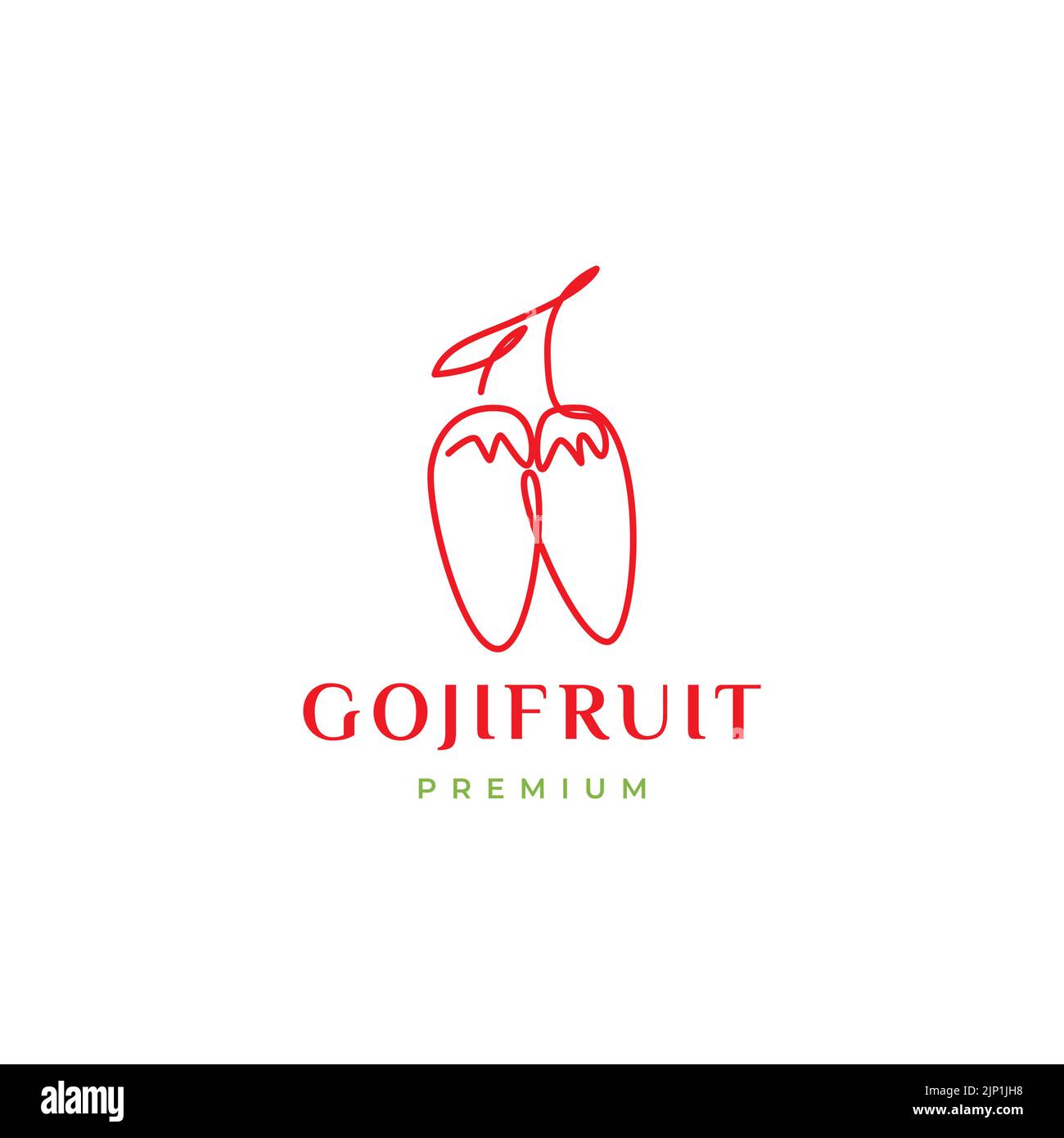 Linie Kunst Obst Goji Logo Design Stock Vektor