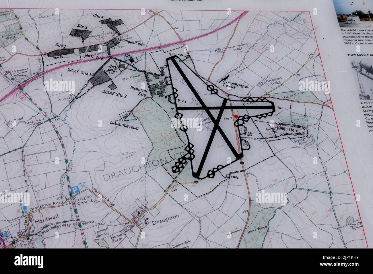 Harrington Airfield & The Carpetbaggers, Karte und Lage in Northamptonshire. England, Großbritannien Stockfoto