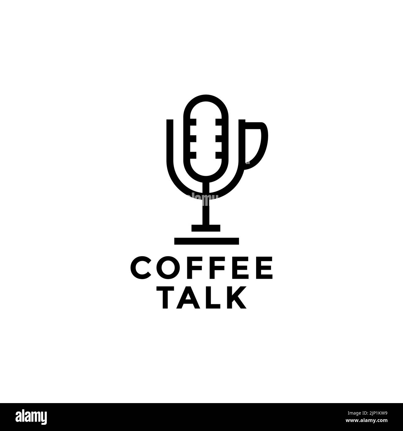 Trinkglas mit Mikrofon-Podcast-Logo-Design Stock Vektor