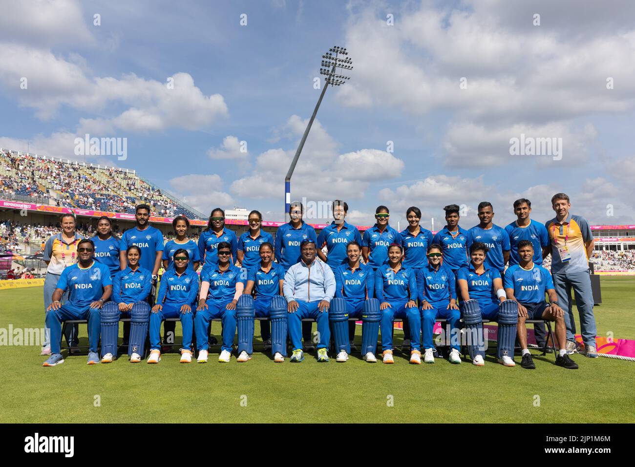 06-8-22 - das Women’s Indian Cricket Team auf dem Edgbaston Cricket Ground während der Commonwealth Games 2022 in Birmingham. Stockfoto