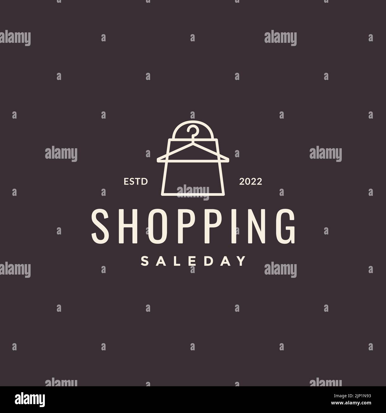 Kleiderbügel mit Einkaufstasche-Logo-Design Stock Vektor