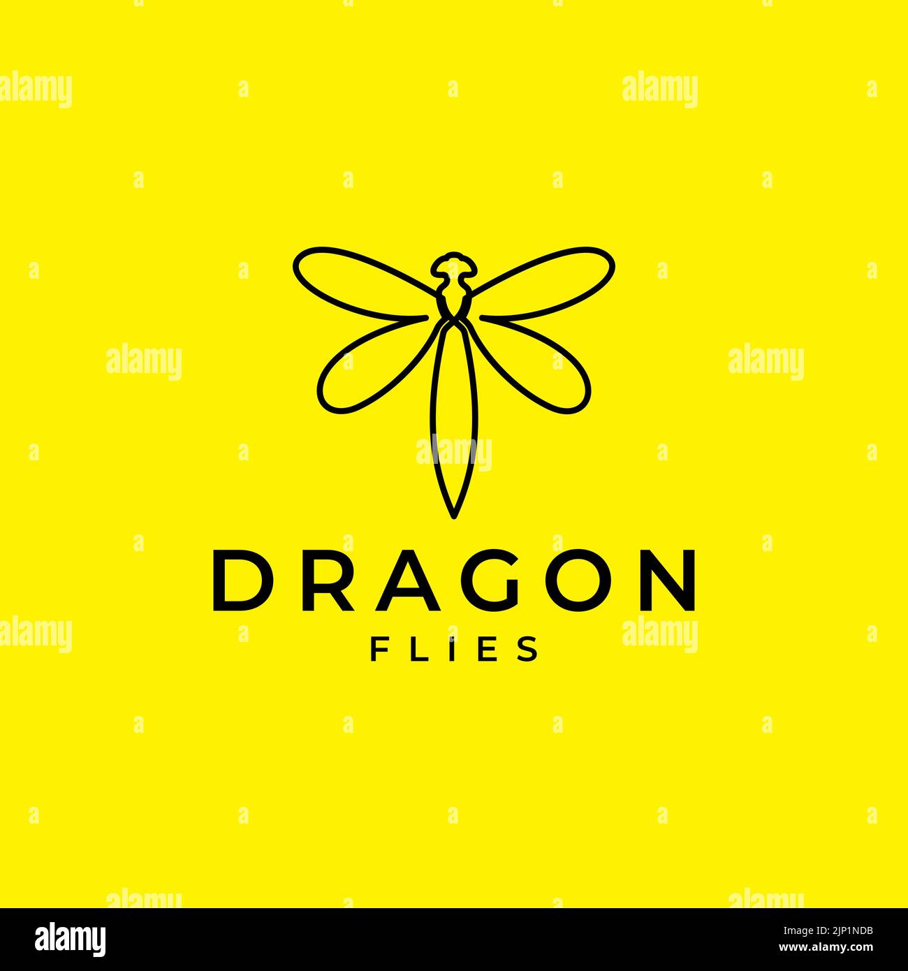 Minimalistisches Design mit fliegendem Libellenlogo Stock Vektor