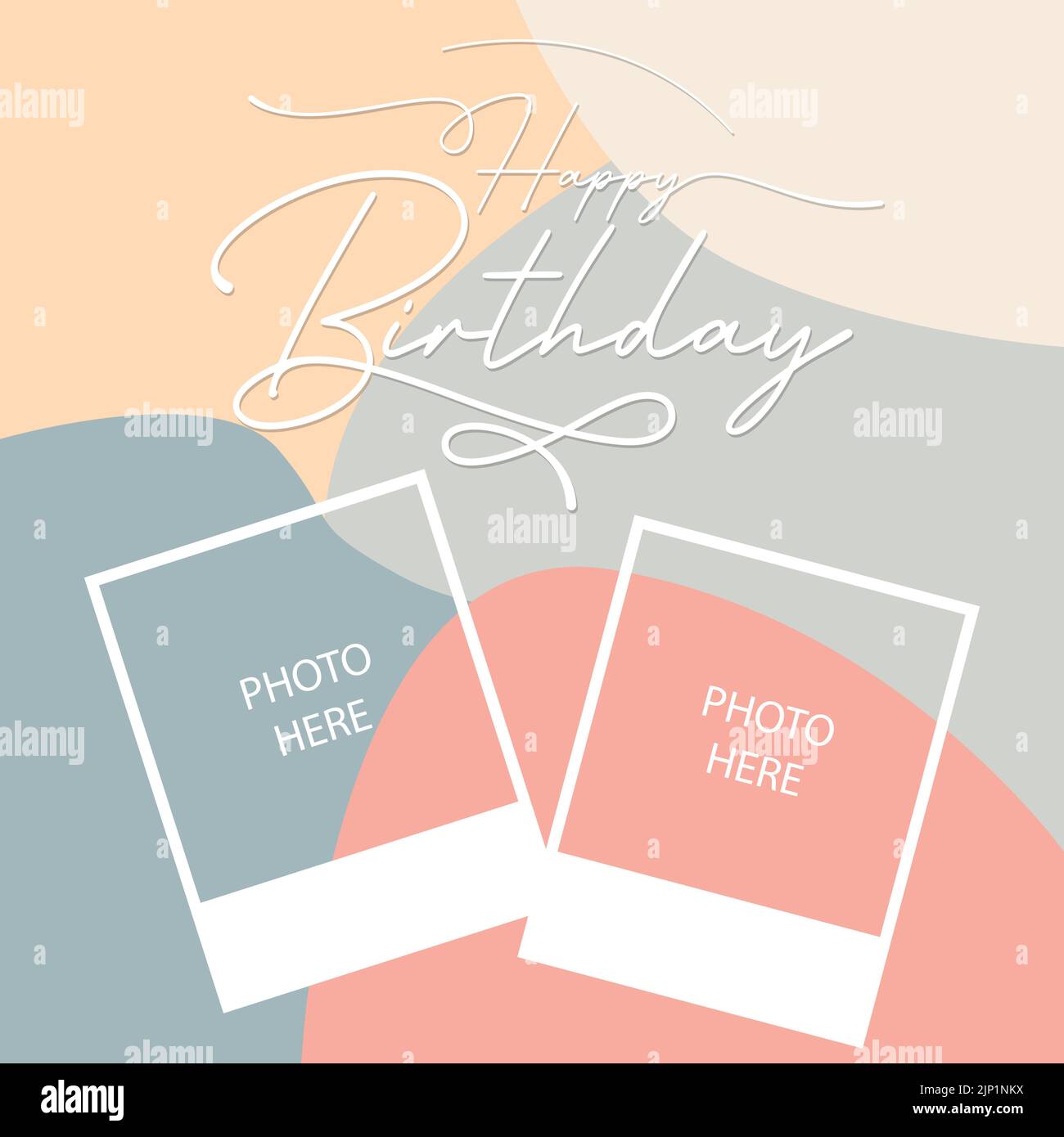Happy Birthday to you Schriftzug Text Banner mit Fotorahmen. Vektorgrafik EPS.8 EPS.10 Stock Vektor