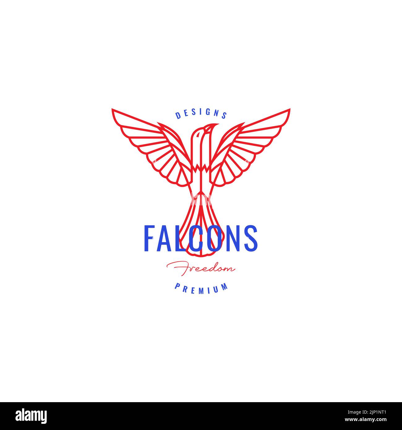 Farbenes Hipster-Vogel-Falken-Logo Stock Vektor