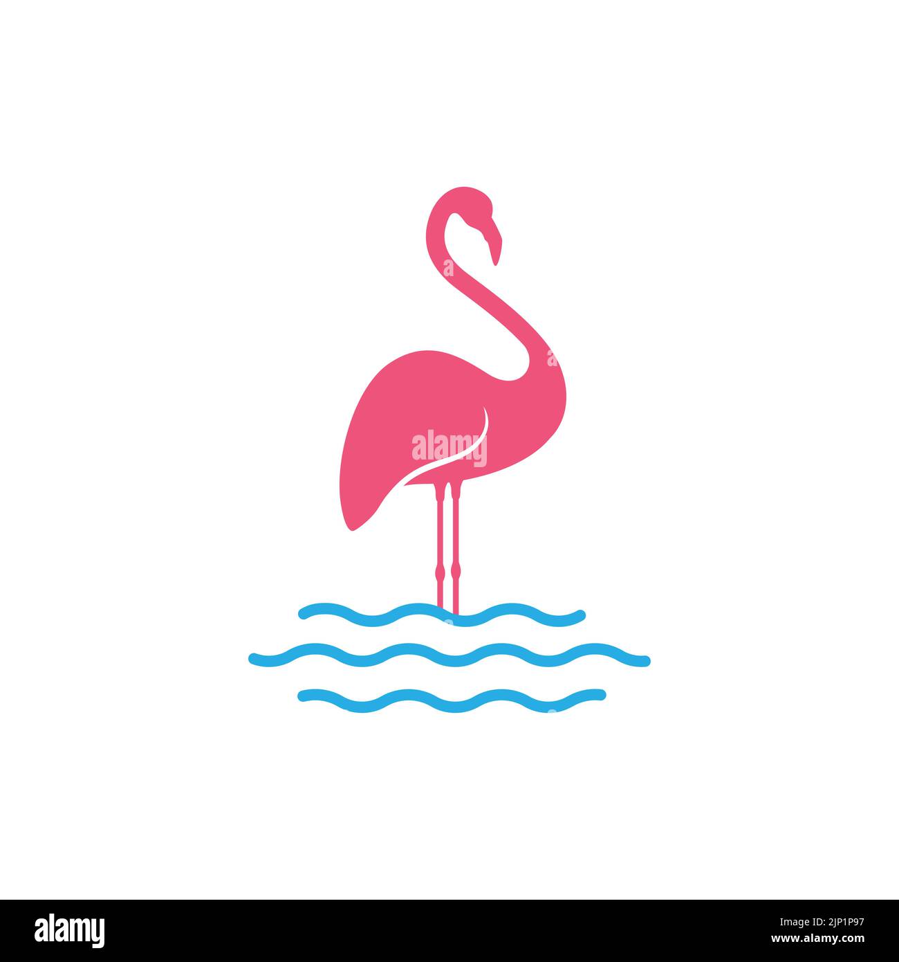 Abstrakter Flamingo mit See-Logo-Design Stock Vektor