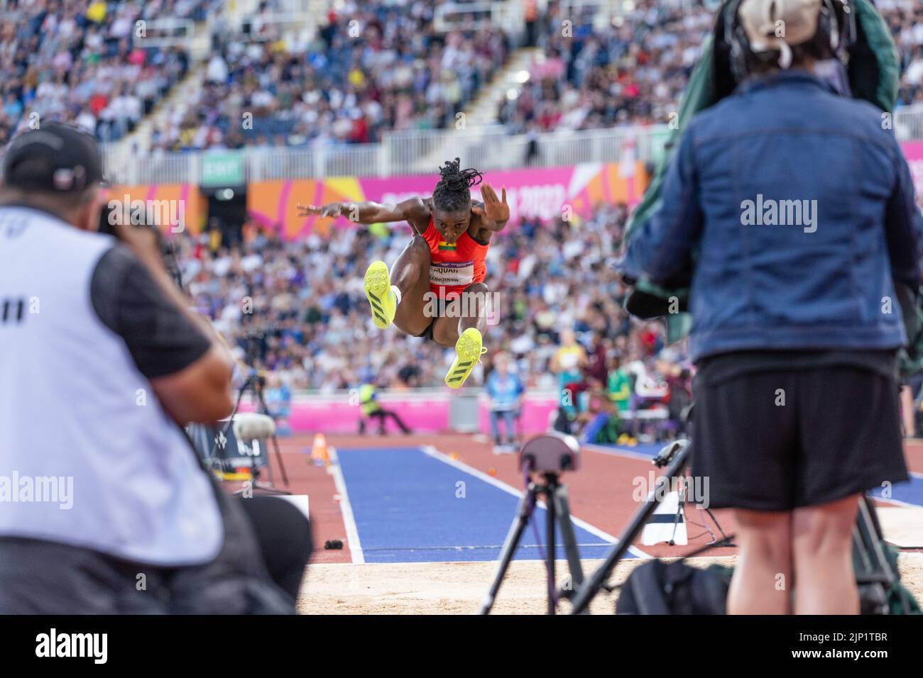 07-8-22 - Deborah Acquah, Ghana, beim Weitsprung-Finale der Frauen bei den Commonwealth Games 2022 in Birmingham im Alexander Stadium, Birmingham. Stockfoto