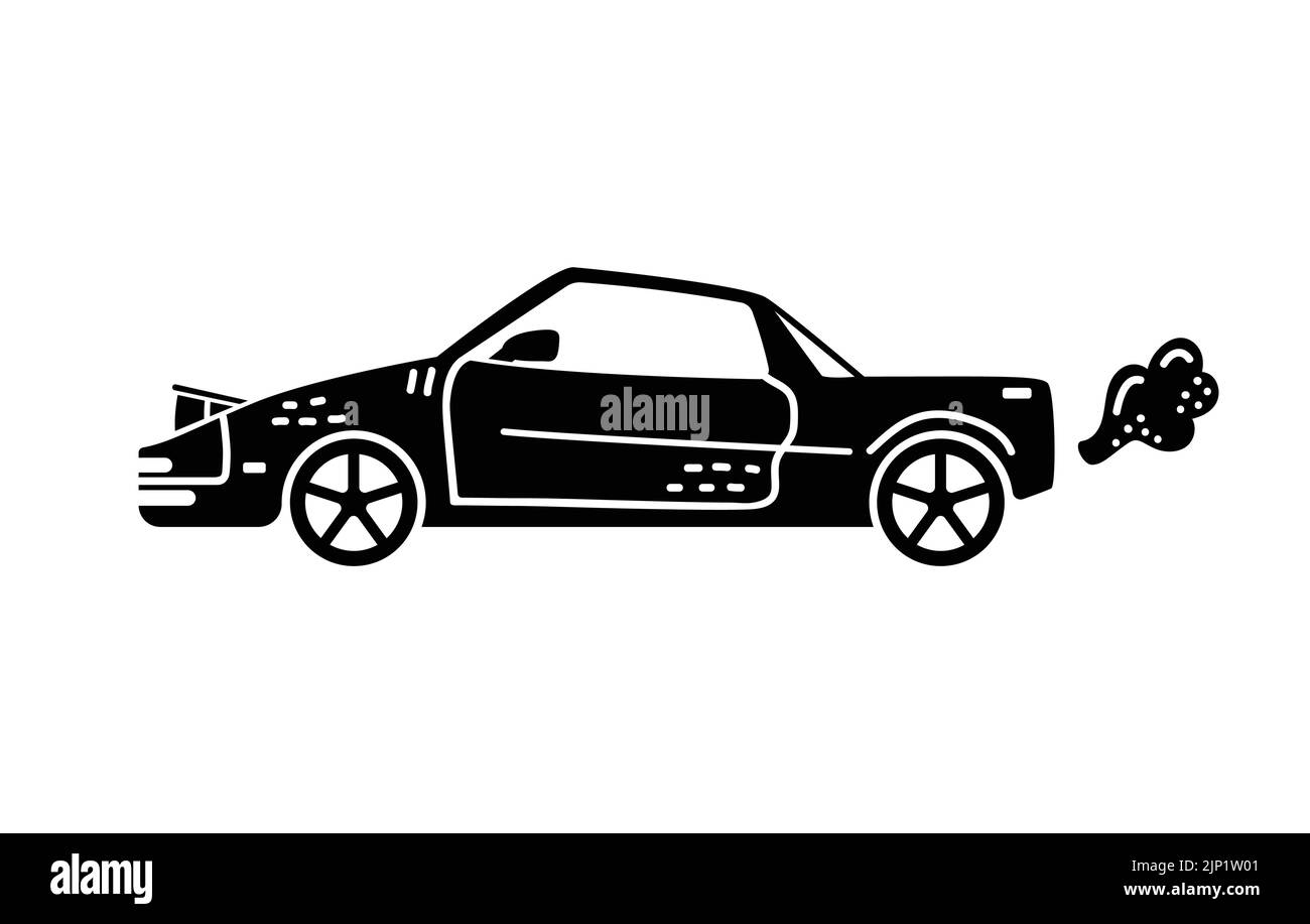 Vektorgrafik handgezeichnete Illustration eines Retro-Autos. Persönliche Fahrzeuge. Stock Vektor