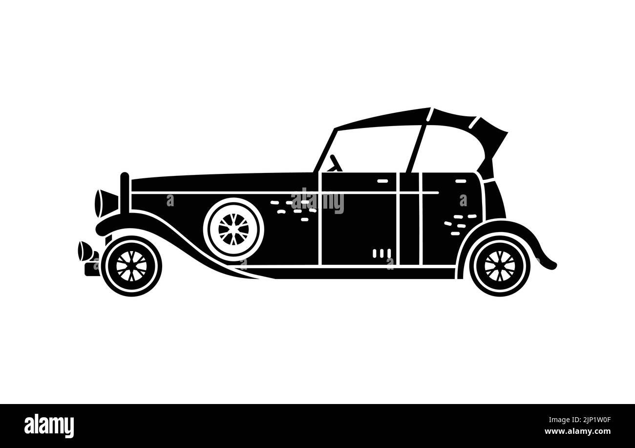 Vektorgrafik handgezeichnete Illustration eines Retro-Autos. Persönliche Fahrzeuge. Stock Vektor