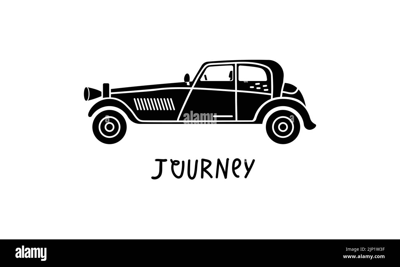 Vektorgrafik handgezeichnete Illustration eines Retro-Autos. Persönliche Fahrzeuge. Stock Vektor