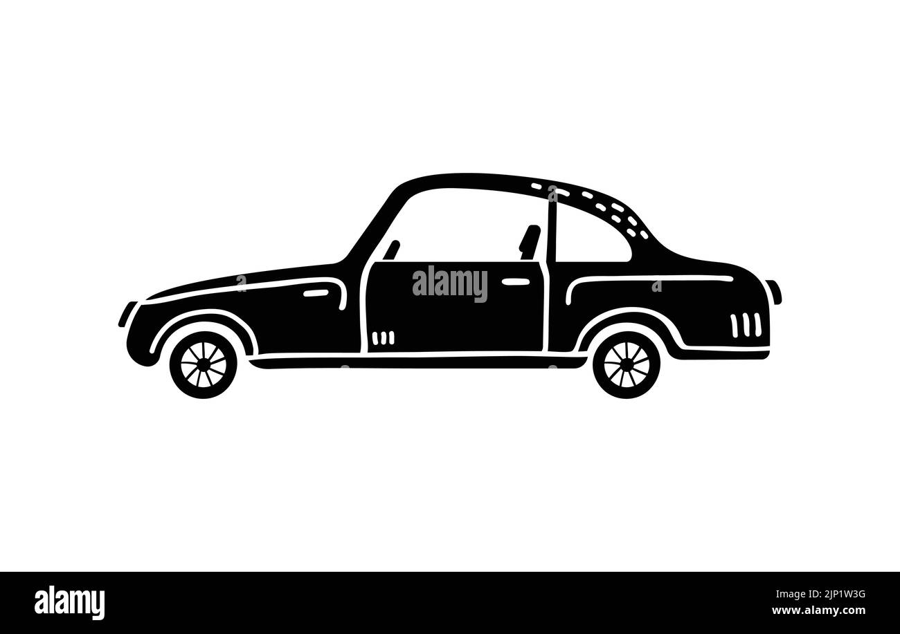 Vektorgrafik handgezeichnete Illustration eines Autos. Persönliche Fahrzeuge. Stock Vektor