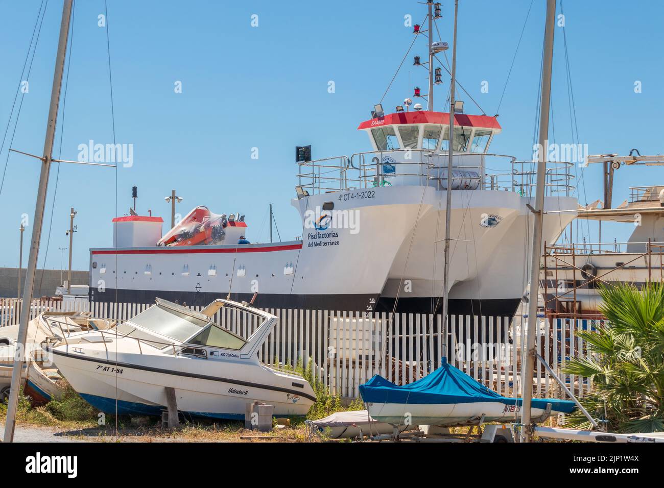 Kommerzielle Fischerei Fabrik Boot, Spanien Stockfoto