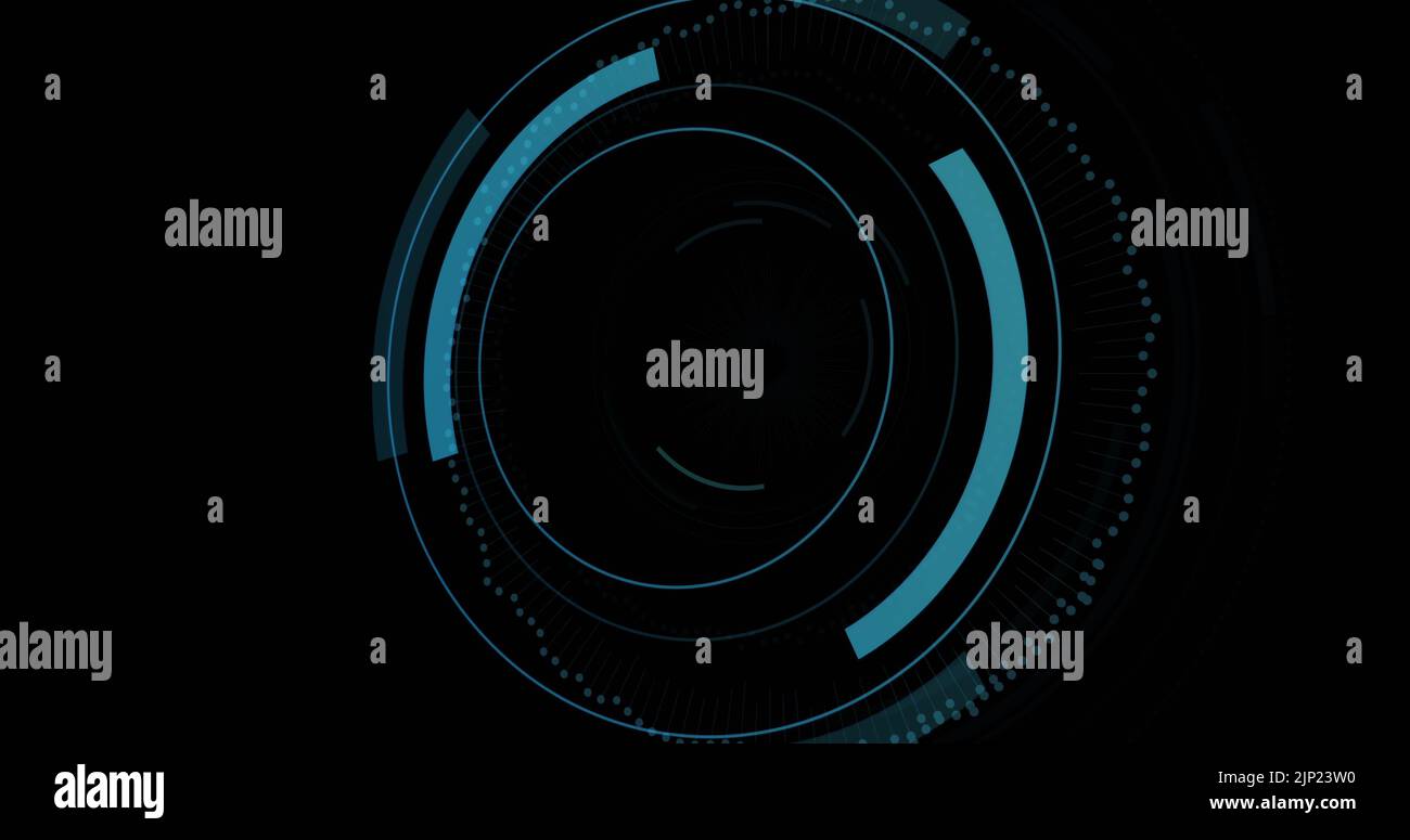 Bild von digitalem Vorhängeschloss und wi-Fi im Verarbeitungskreis auf schwarzem Hintergrund Stockfoto