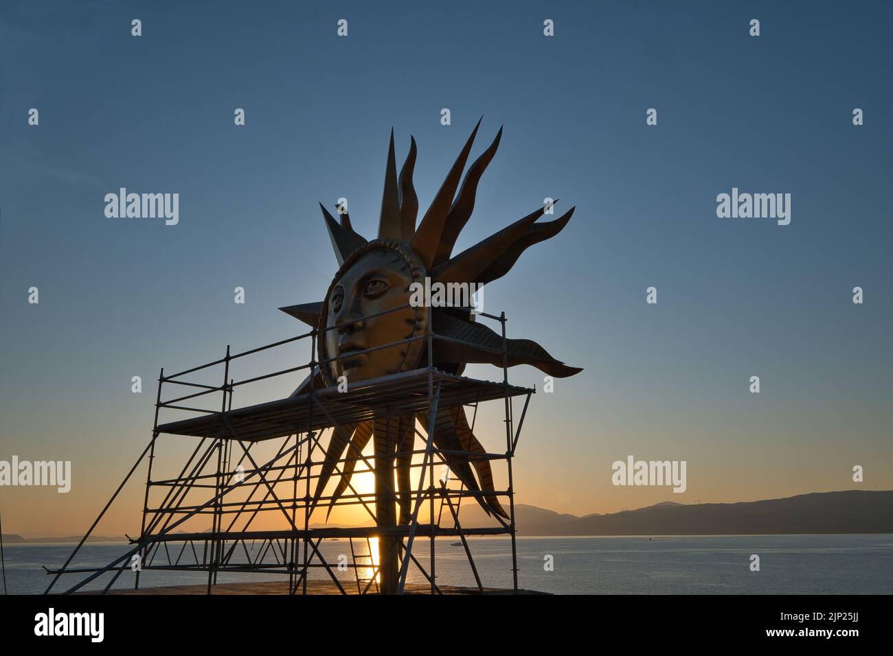Künstler Jeff Koons Installation des Apollotempels auf der Insel Hydra in Griechenland Stockfoto