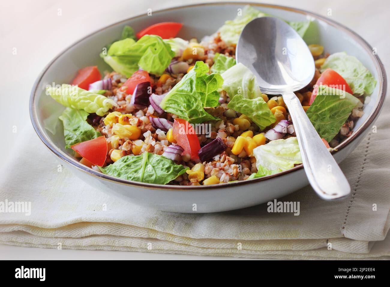Salat, Mittagessen, Buchweizen, fettarm, Salate, Mittagszeit, Buckwheats Stockfoto