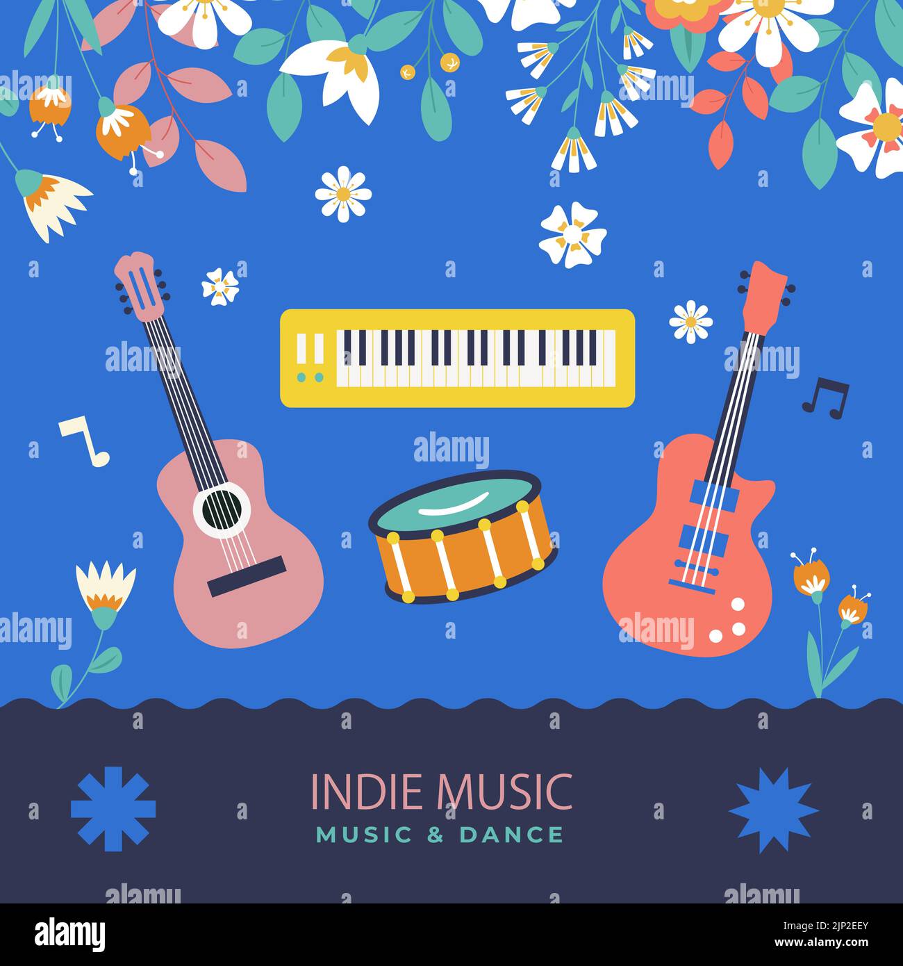 Handgezeichnete Indie-Musik-Illustration Vektor-Illustration Stock Vektor