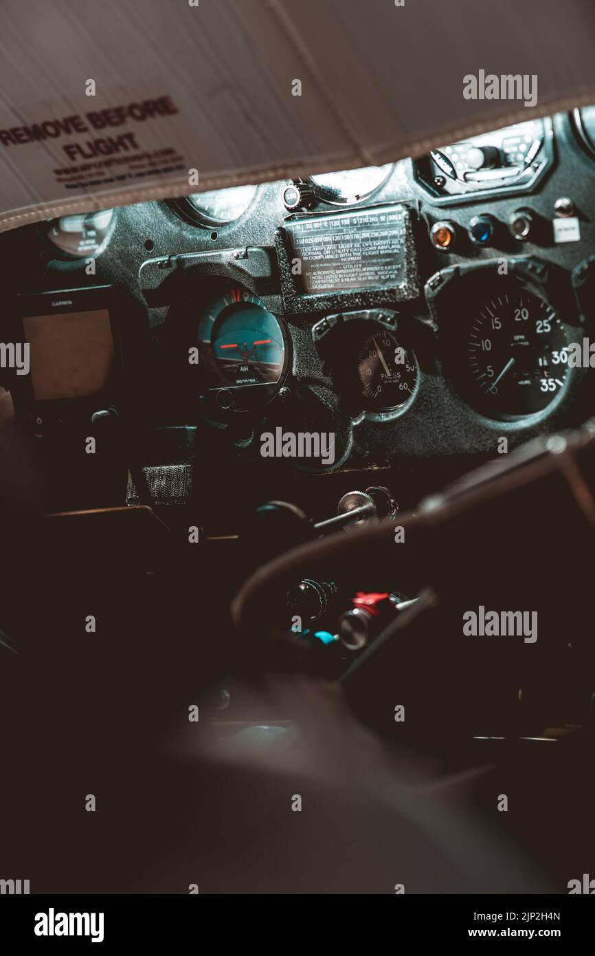 Eine Innenaufnahme der Pilotenkabine des Kampfjets auf der Holloman AFB Air Show, Alamogordo NM, USA Stockfoto