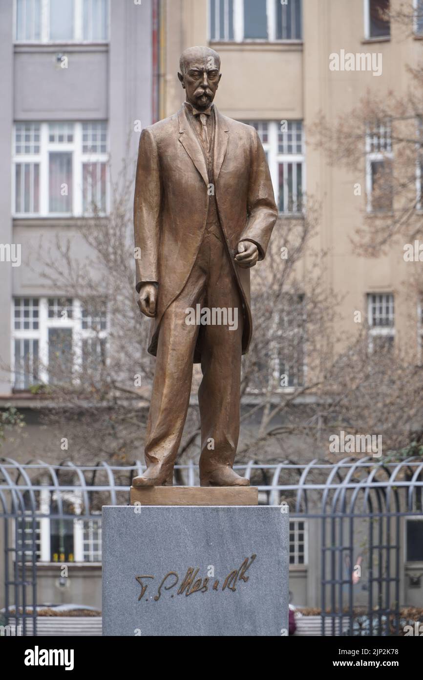 Die Statue von Tomas Garrigue Masaryk, dem ersten Präsidenten der ehemaligen Tschechoslowakei Stockfoto