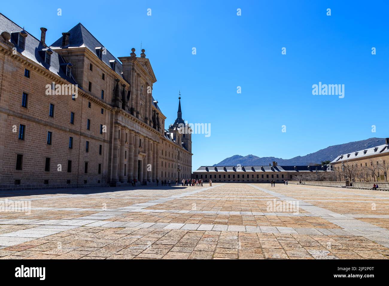 Königliches Kloster von El Escorial. Riesiger Palast am Stadtrand von Madrid, ehemalige Residenz der Könige von Spanien und Europa. Unesco Stockfoto