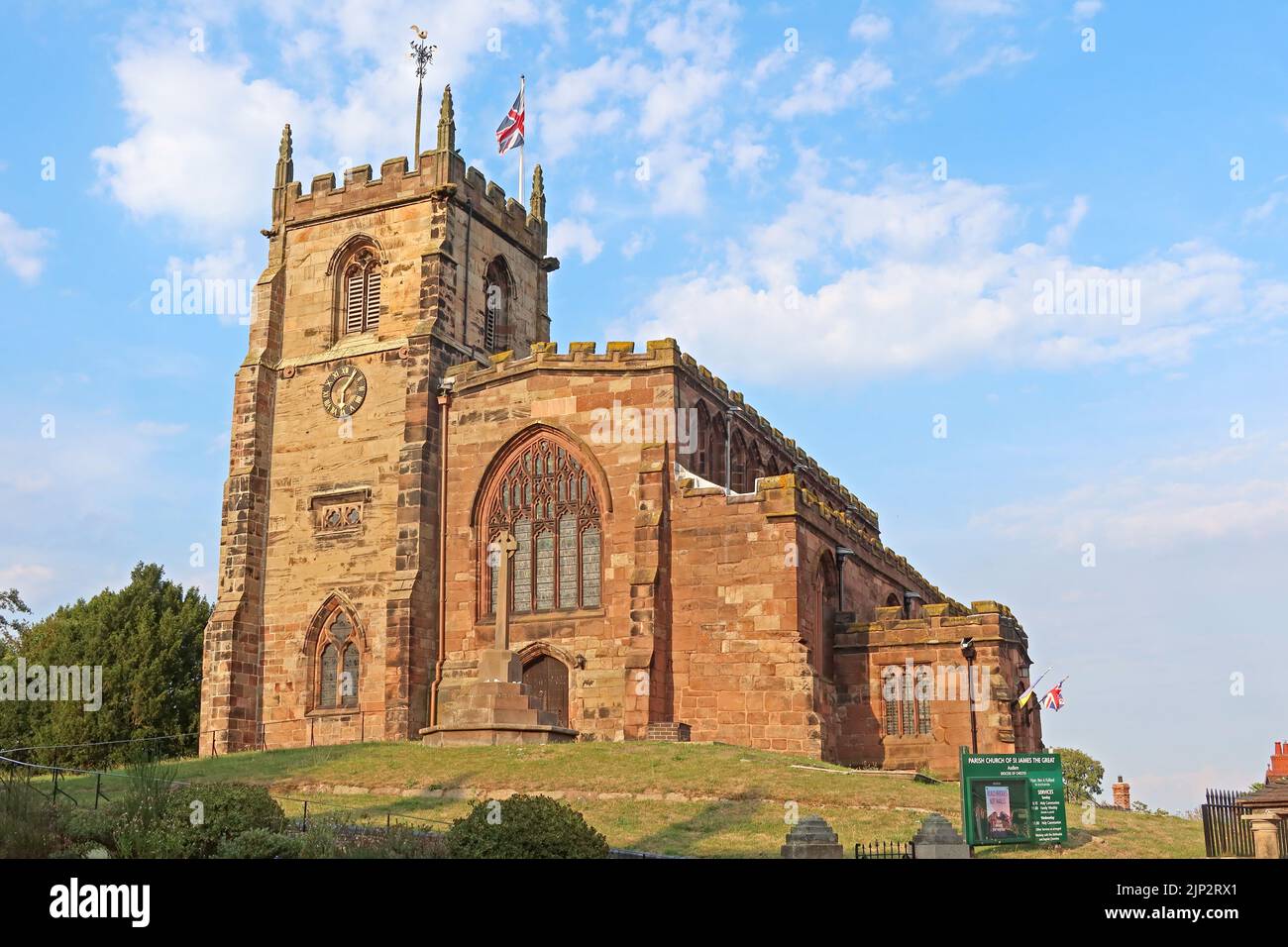 Pfarrkirche St. James dem Großen, Audlem, A529, Audlem, Crewe, Cheshire, England, Großbritannien, CW3 0AB Stockfoto