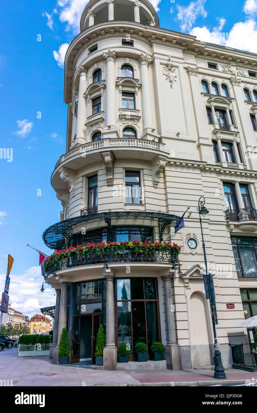 Warschau, Polen, Außengebäude, Luxushotel, Hotel Bristol Palace, Vorne Stockfoto