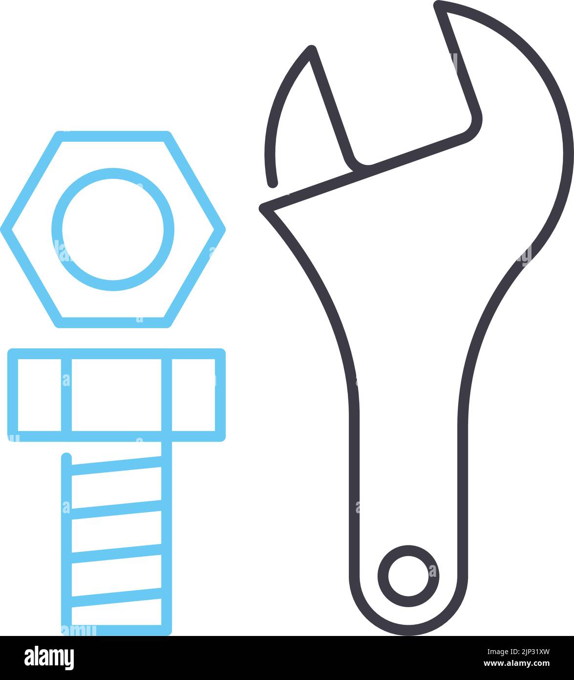 Verstellbares Schraubenschlüsselliniensymbol, Umrisssymbol, Vektordarstellung, Konzeptschild Stock Vektor