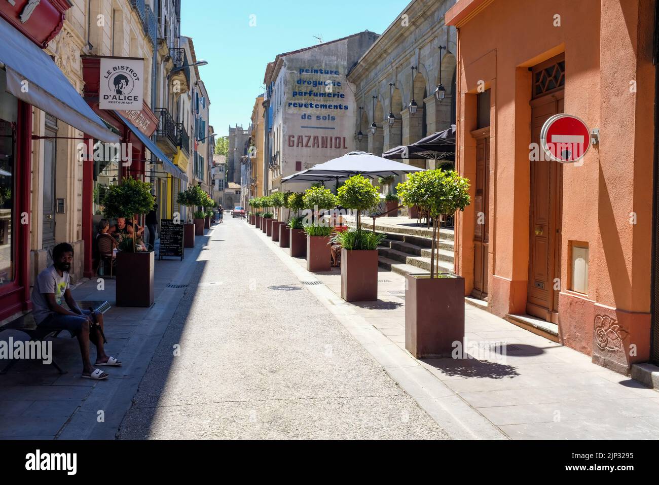 Rue Chartrand, Carcassonne, Frankreich. Sommer 2022. Stockfoto