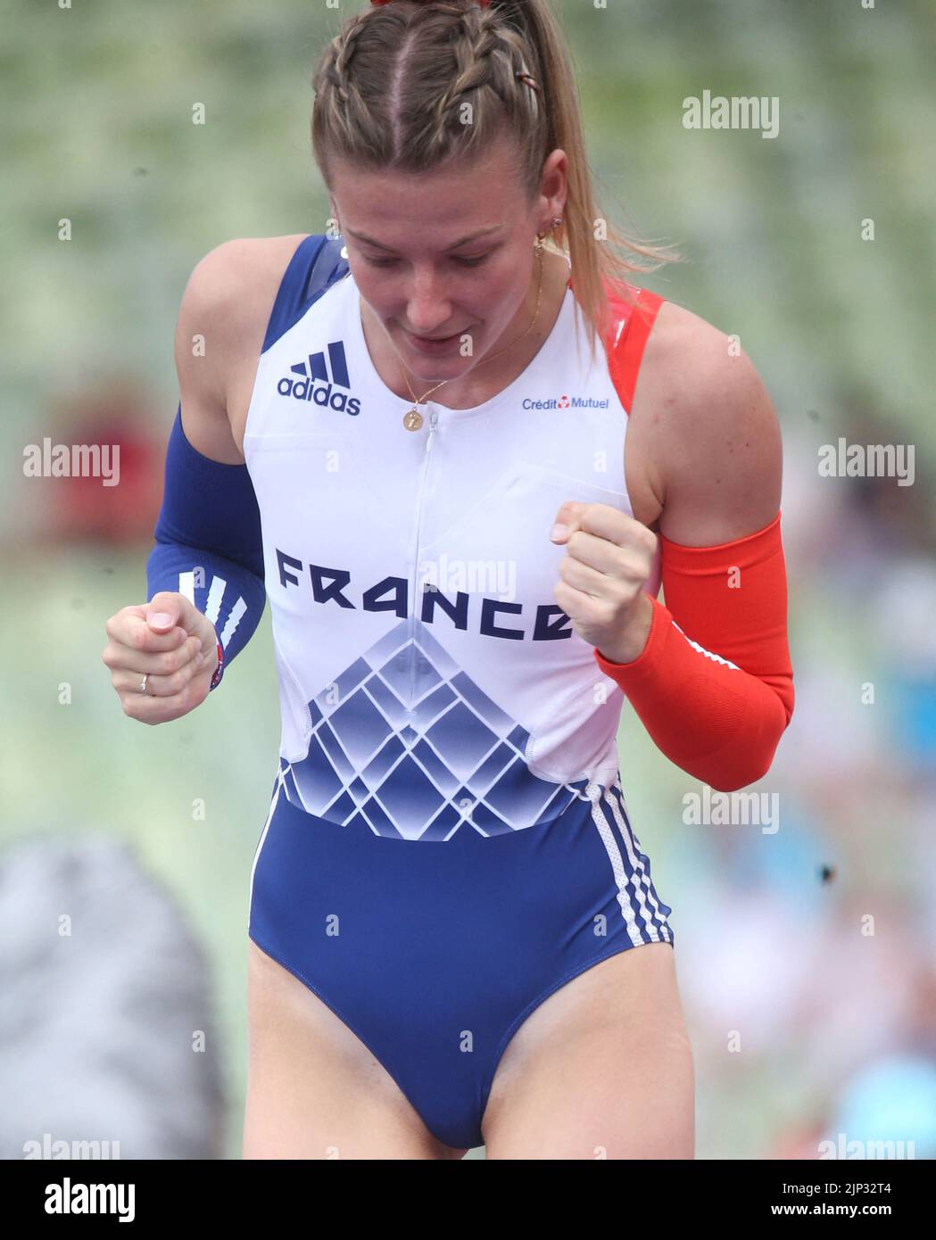München, Deutschland - 15. August 2022, Margot Chevrier von France Women's Pole Vault während der Leichtathletik-Europameisterschaften 2022 am 15. August 2022 in München, Deutschland - Foto Laurent Lairys / ABACAPRESS.COM Stockfoto