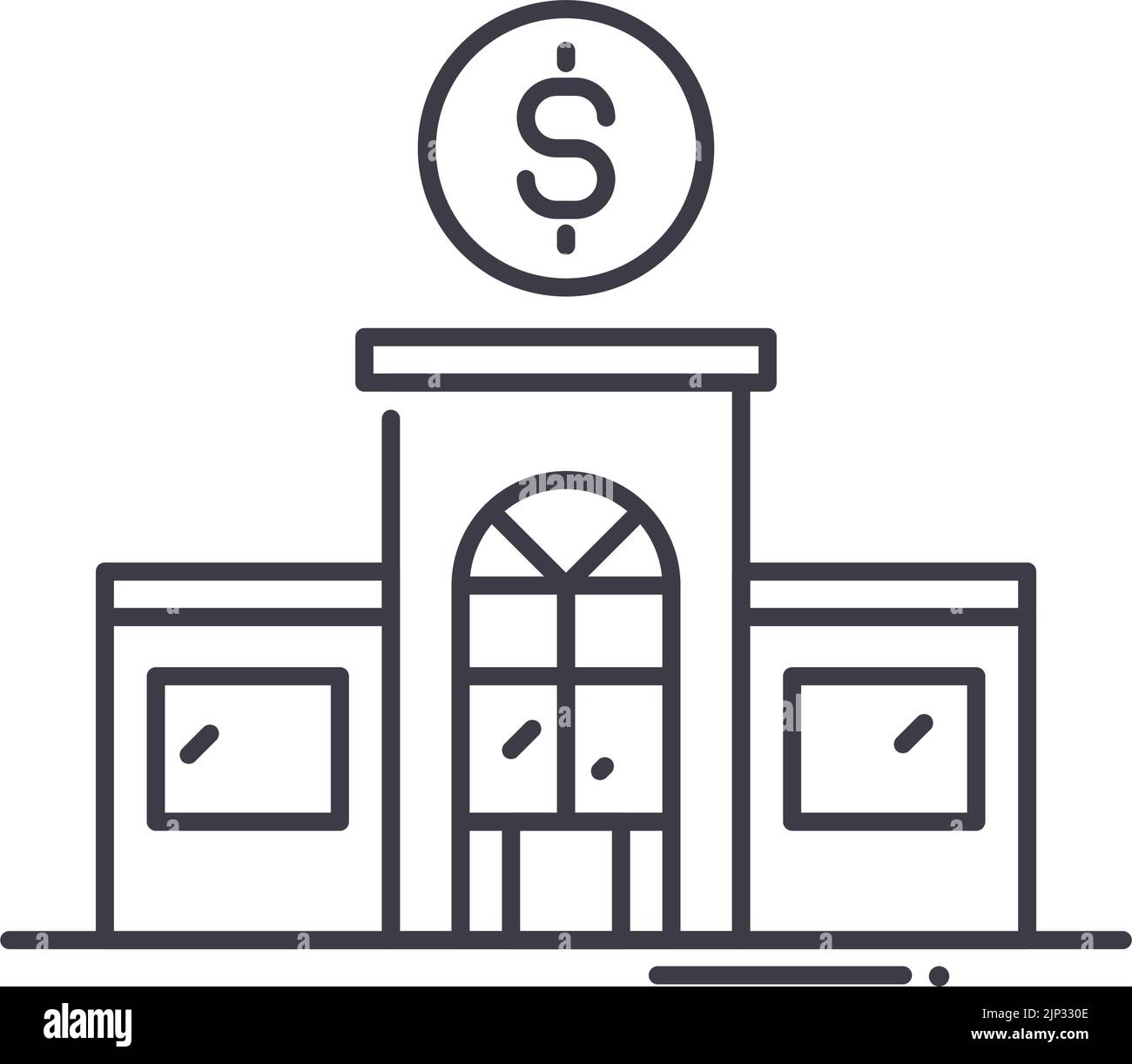 bankgebäudelinie Symbol, Umrisssymbol, Vektordarstellung, Konzeptschild Stock Vektor