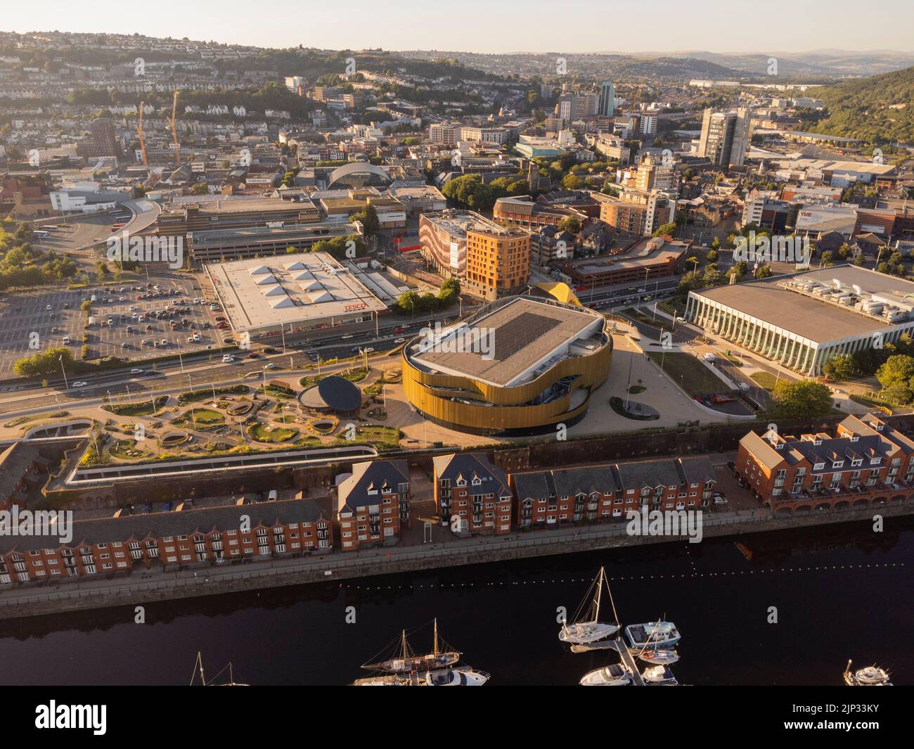 Luftaufnahmen der neuen Swansea Arena August 2022 Stockfoto