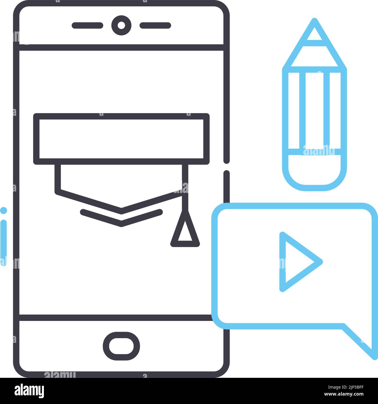 Blended Learning Line Symbol, Umrisssymbol, Vektordarstellung, Konzeptzeichen Stock Vektor