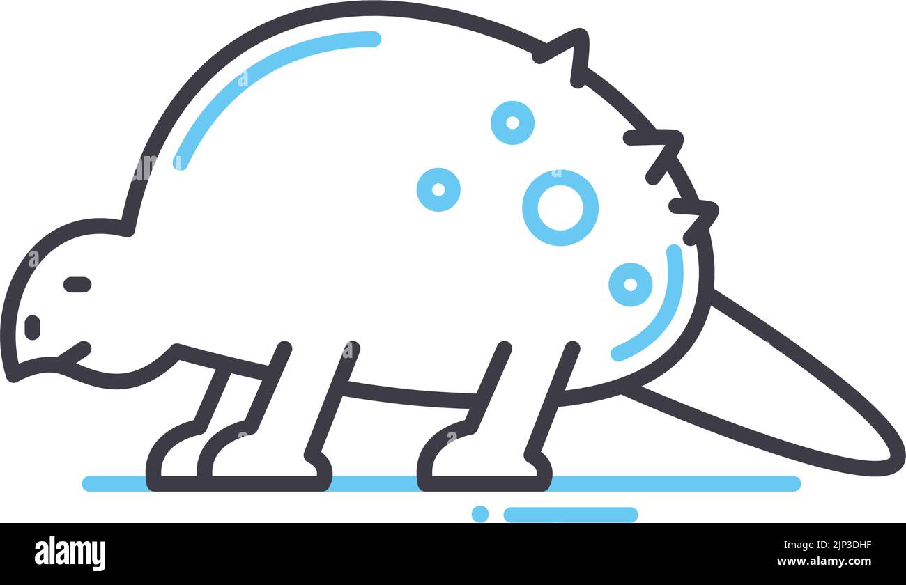 Tier Glyptodon Linie Symbol, Umriss Symbol, Vektor-Illustration, Konzept Zeichen Stock Vektor
