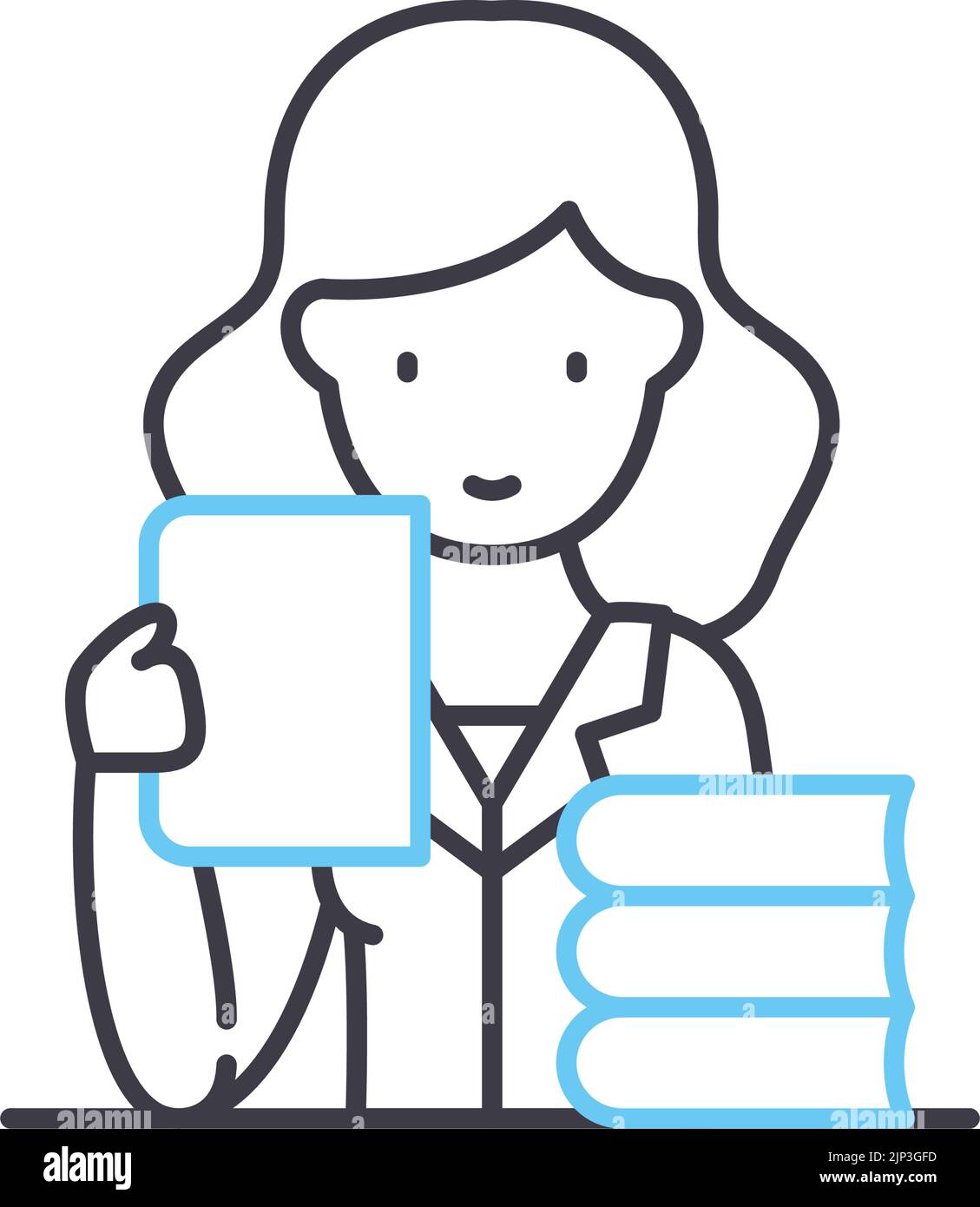 bookseller-Liniensymbol, Umrisssymbol, Vektordarstellung, Konzeptzeichen Stock Vektor