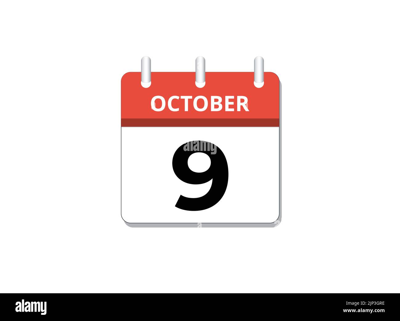 Oktober, 9. Kalender Symbol Vektor, Konzept von Zeitplan, Geschäft und  Aufgaben Stock-Vektorgrafik - Alamy