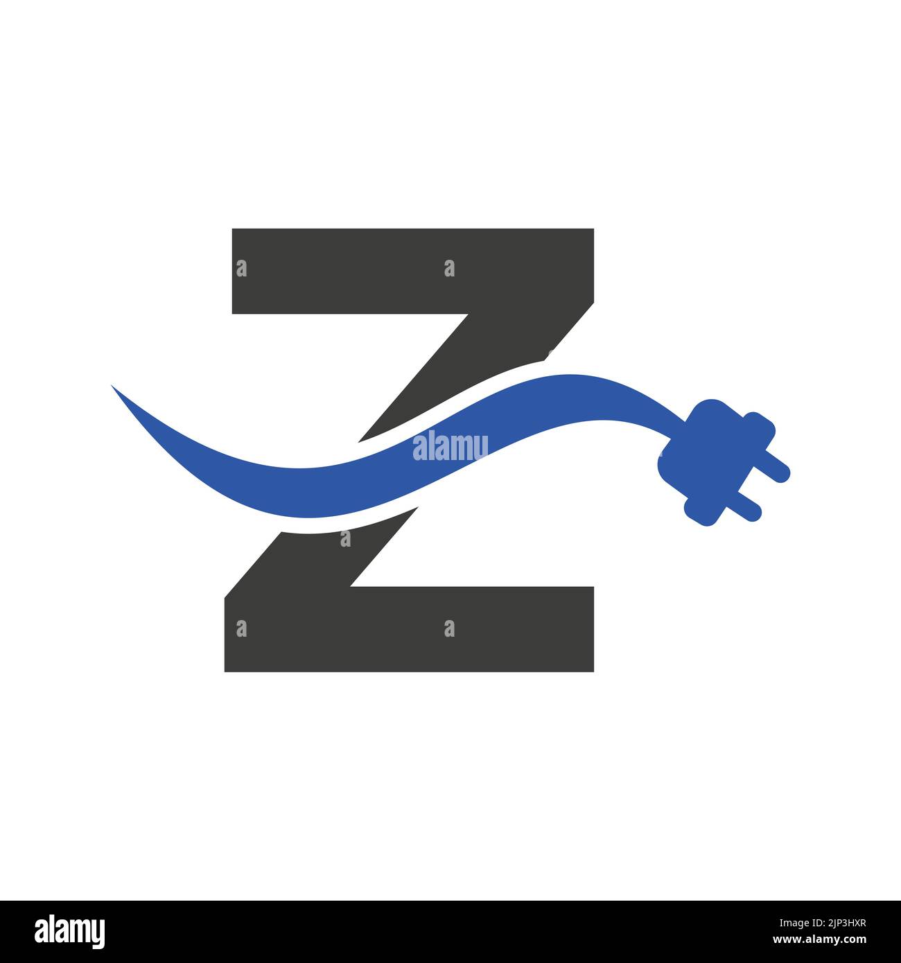 Buchstabe Z Elektrizität oder elektrisches Logo-Konzept mit elektrischer Stecker Vektor-Vorlage Stock Vektor