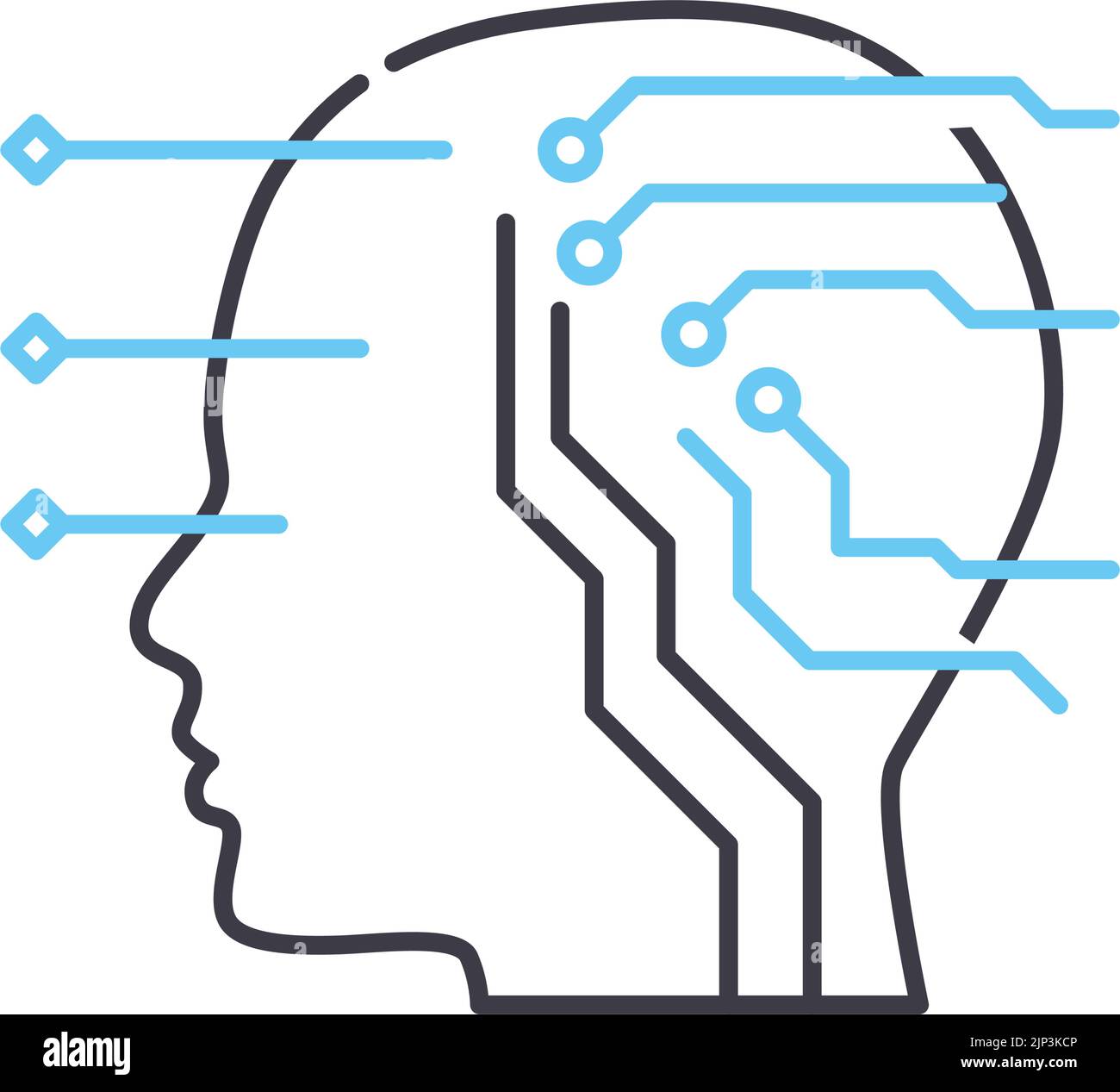 Liniensymbol für künstliche Intelligenz, Umrisssymbol, Vektordarstellung, Konzeptzeichen Stock Vektor