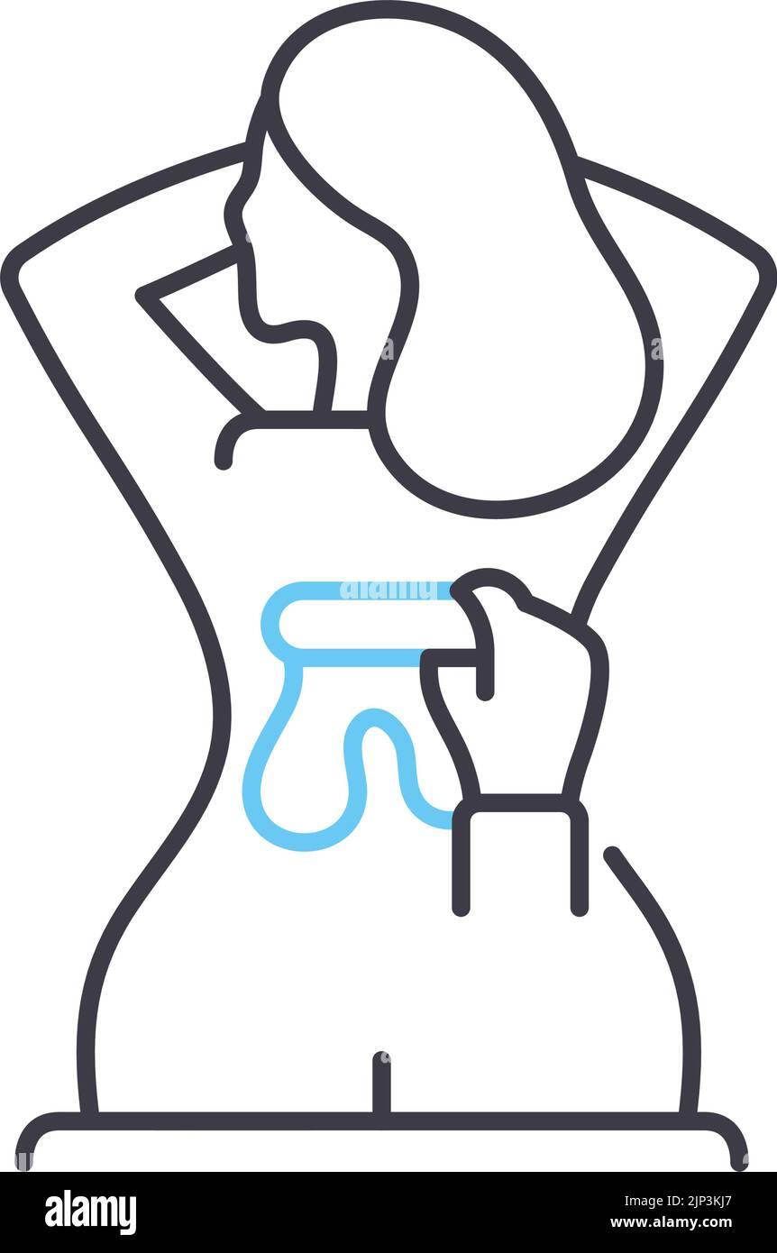 Symbol für hintere Wachslinie, Umrisssymbol, Vektordarstellung, Konzeptzeichen Stock Vektor