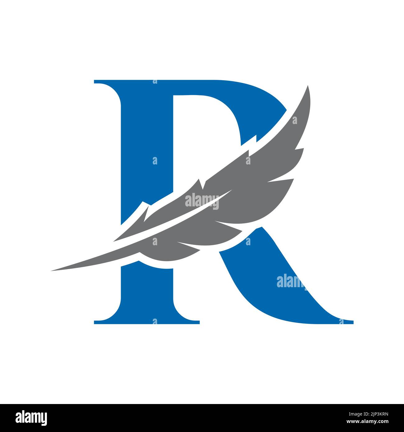 Vektorvorlage für „R Feder“-Logo. Gesetz Logo Vogel Feder Symbol Stock Vektor