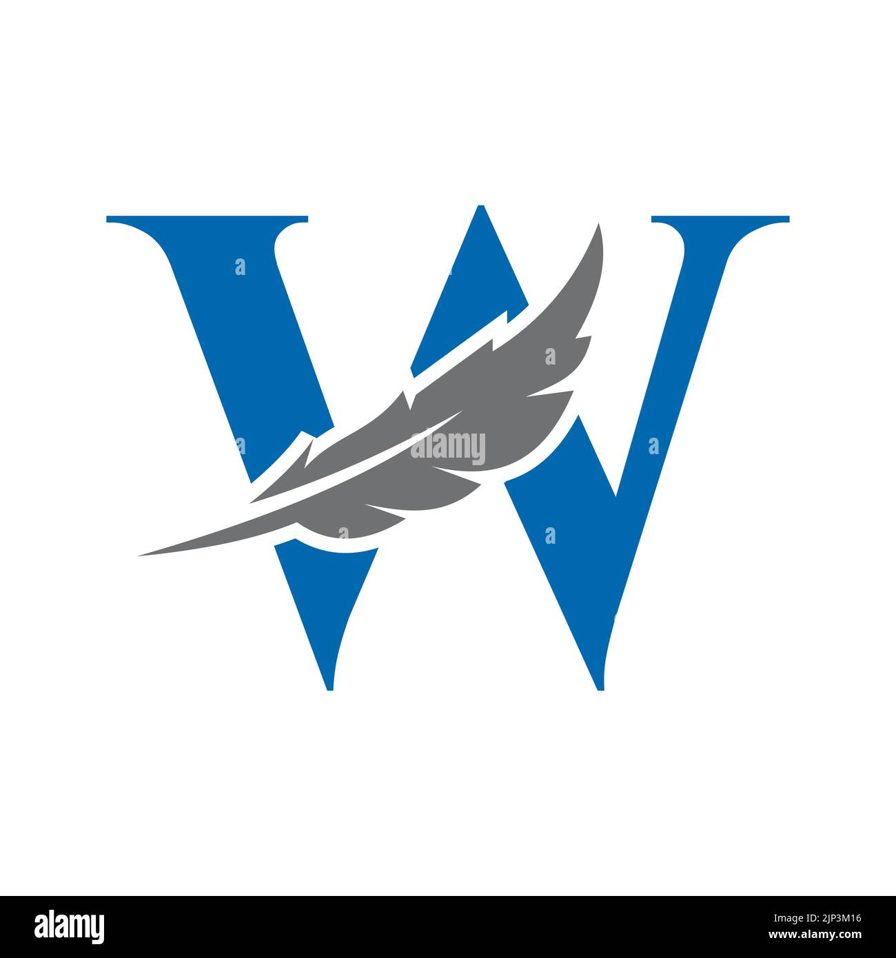 Vektorvorlage für „W-Feder“-Logo. Gesetz Logo Vogel Feder Symbol Stock Vektor