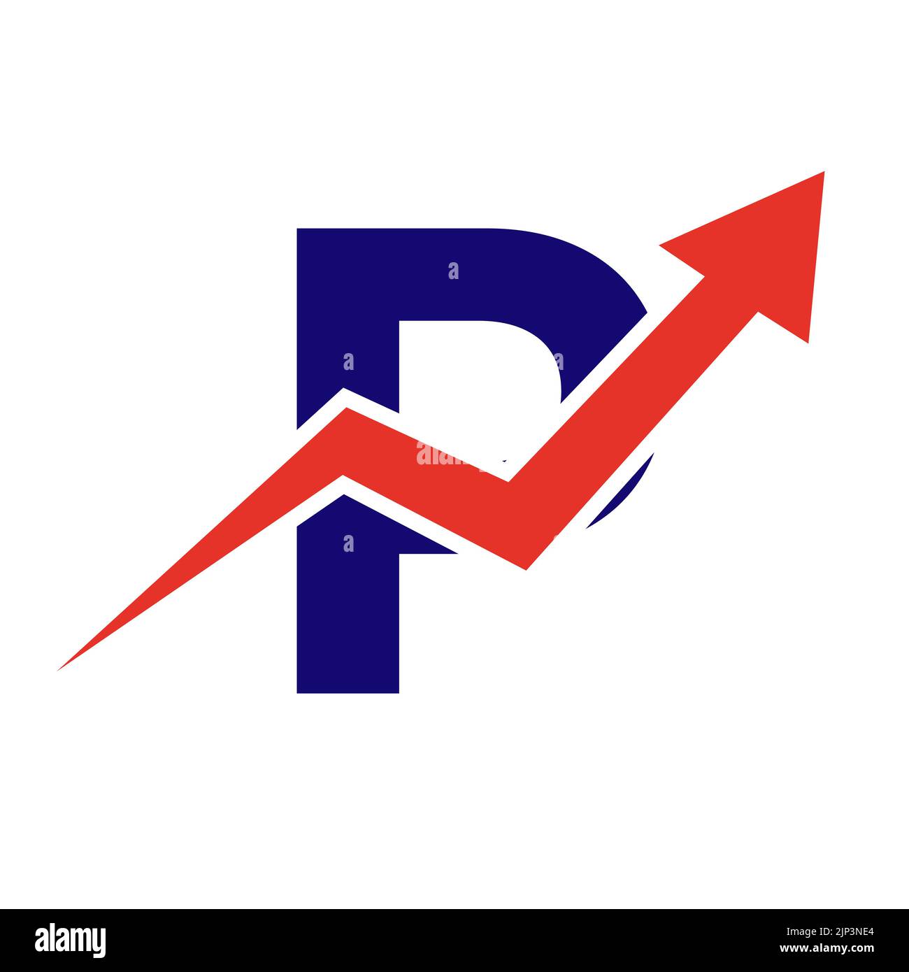 Buchstabe P Finanzlogo. Finanz- und Finanzinvestitionsentwicklung Logo Template Konzept mit Business Growth Arrow Stock Vektor