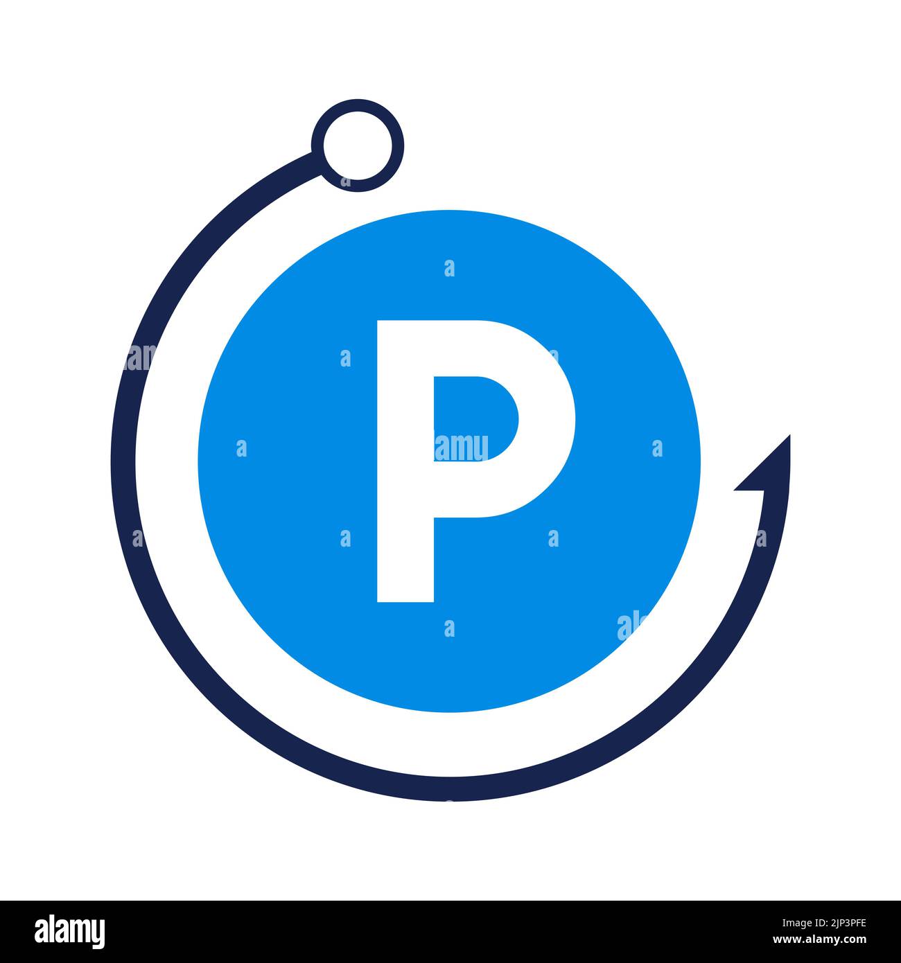 Letter P Angeln Logo Design-Vorlage. Fishing Club Logo auf Buchstabe P Konzept Stock Vektor