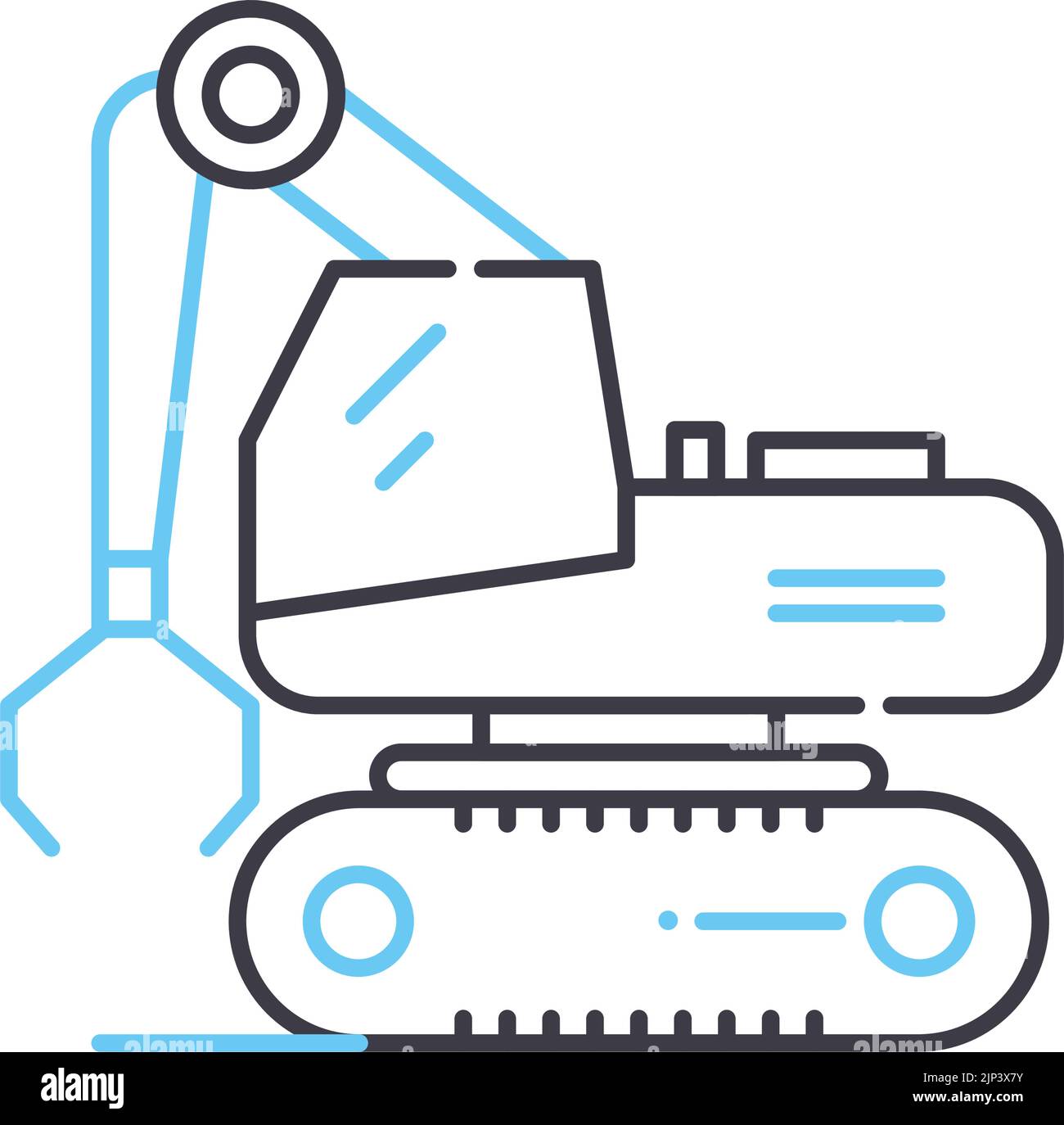 Landwirtschaft Kran Linie Symbol, Umriss Symbol, Vektor-Illustration, Konzept Zeichen Stock Vektor