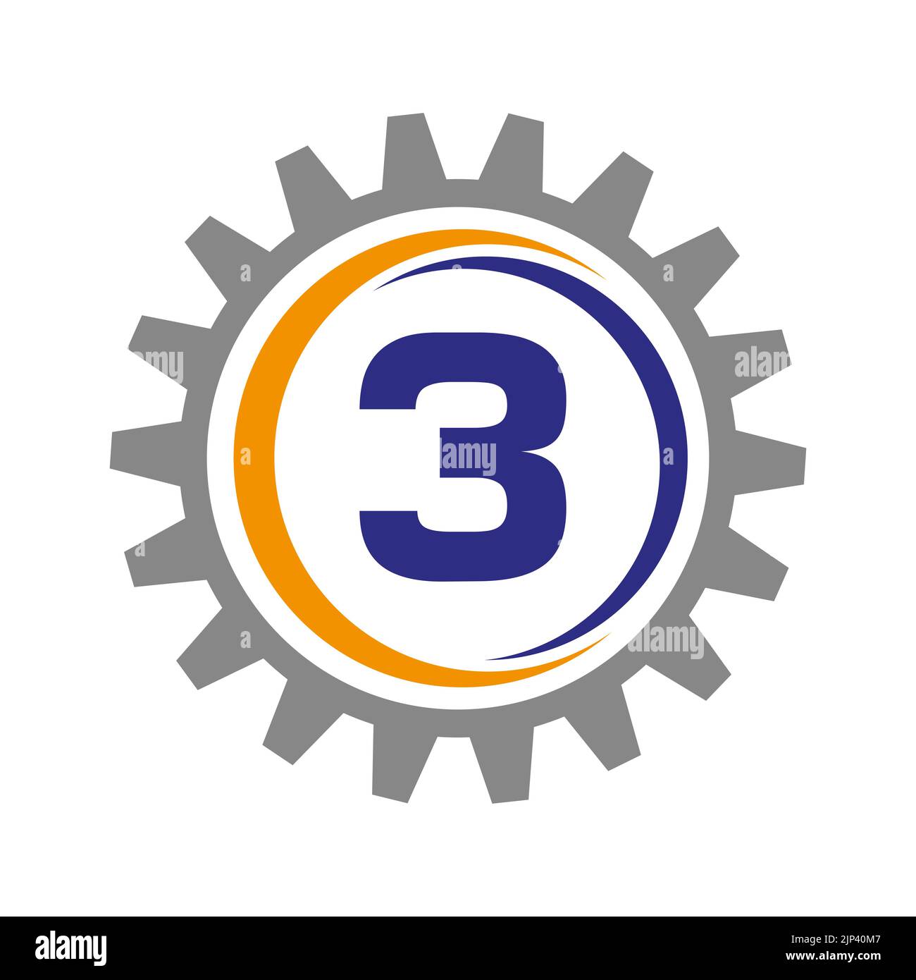 Design-Vorlage Für Das „Letter 3 Gear Logo“. Logo für Automobilausrüstung für die geschäftliche und industrielle Identität Stock Vektor