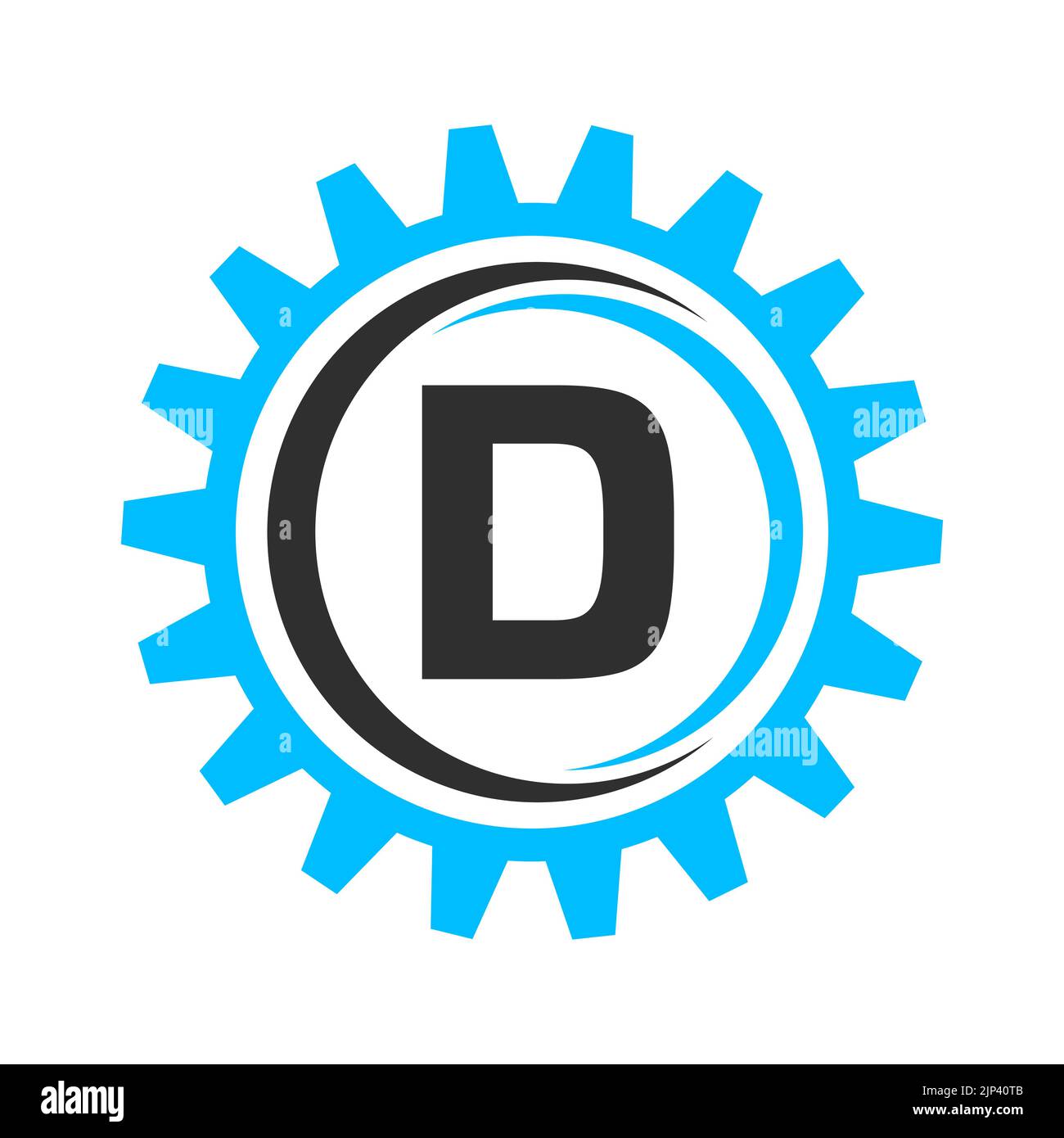 Design-Vorlage für das Logo des „Letter D Gear“. Logo für Automobilausrüstung für die geschäftliche und industrielle Identität Stock Vektor