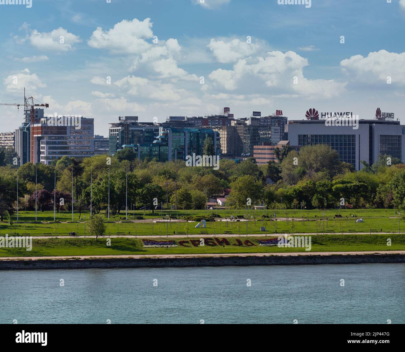 Eine schöne Aussicht auf Neu Belgrad von der Altstadt Stockfoto