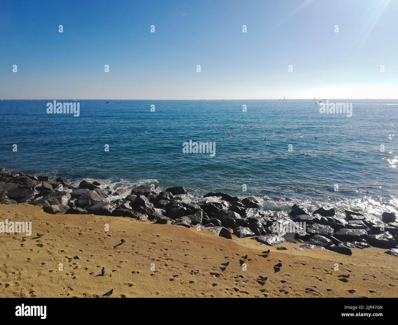 Mar Mediterráneo, Mittelmeer, Maresme-Strände, Playas del Maresme, Katalonien, Spanien Stockfoto