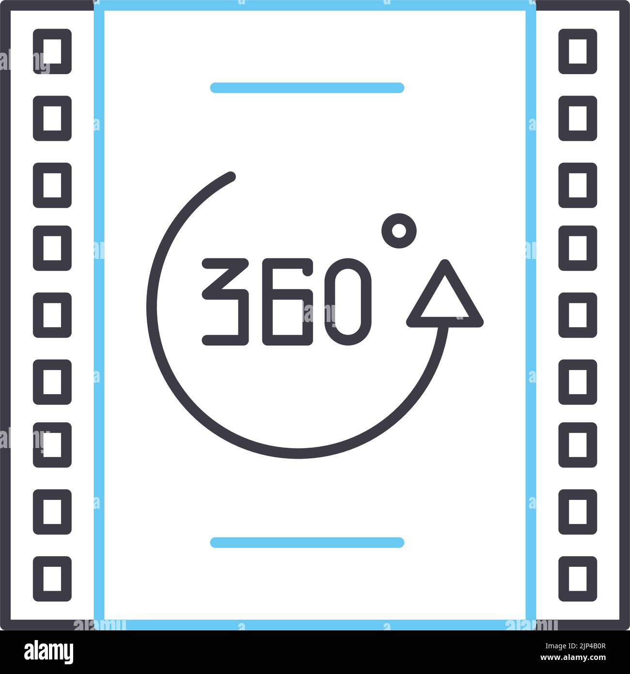 360-Grad-Videolinie Symbol, Umrisssymbol, Vektordarstellung, Konzeptschild Stock Vektor