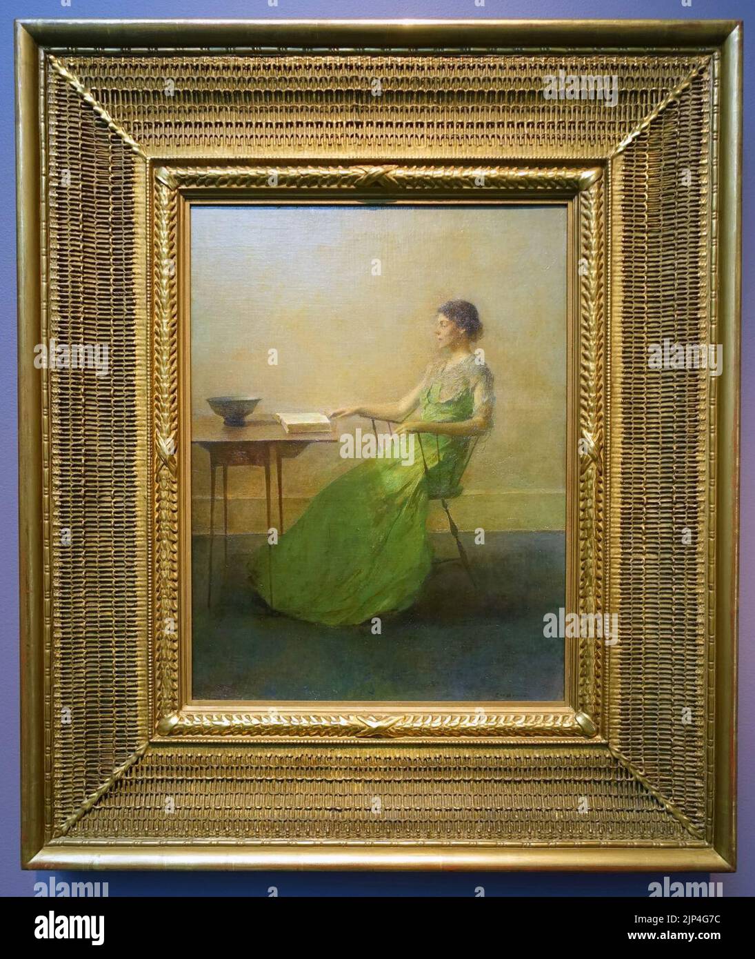 The Garland von Thomas Wilmer Dewing, Rahmen von Stanford White, c. 1916, Öl auf Leinwand Stockfoto