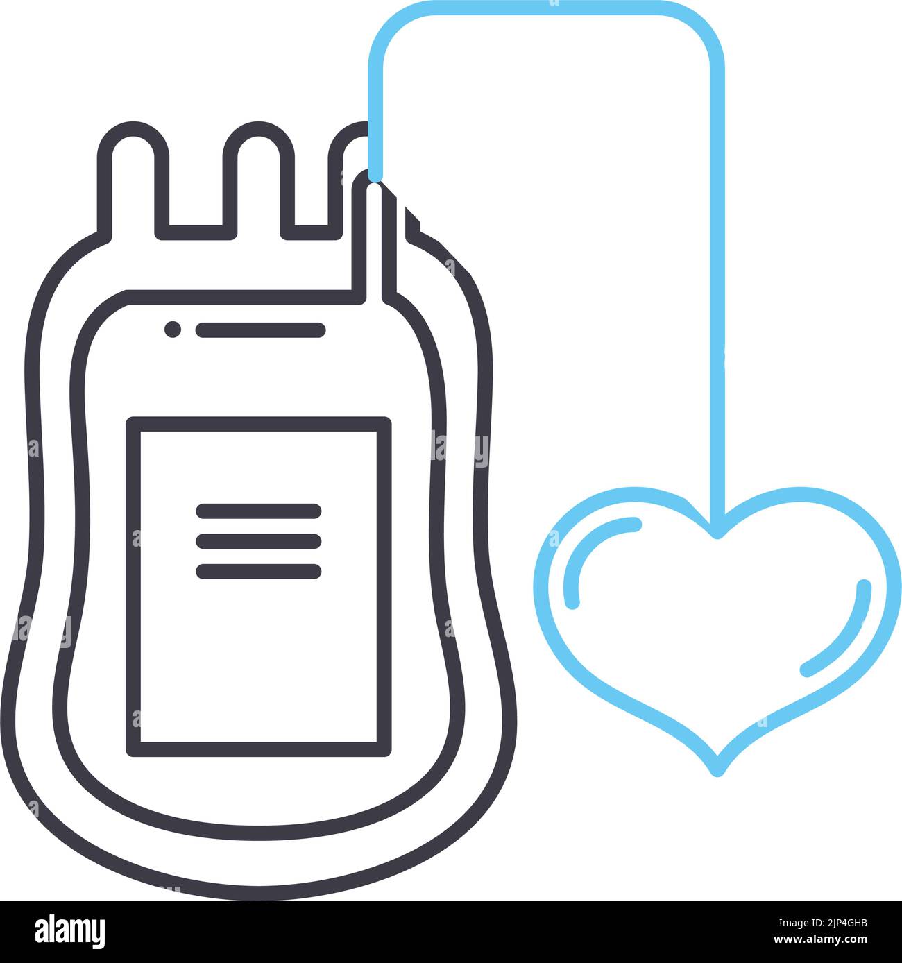 Symbol für Bluttransfusionslinie, Umrisssymbol, Vektordarstellung, Konzeptzeichen Stock Vektor
