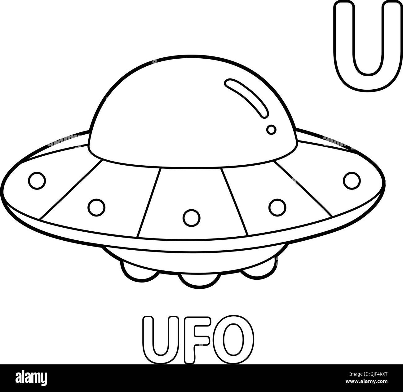 UFO Alphabet ABC Malvorlagen Seite U Stock Vektor