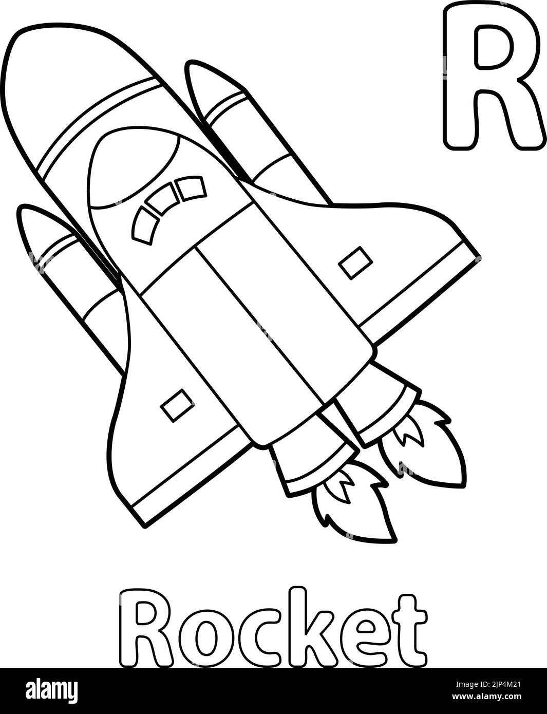 Rocket Alphabet ABC Malseite R Stock Vektor
